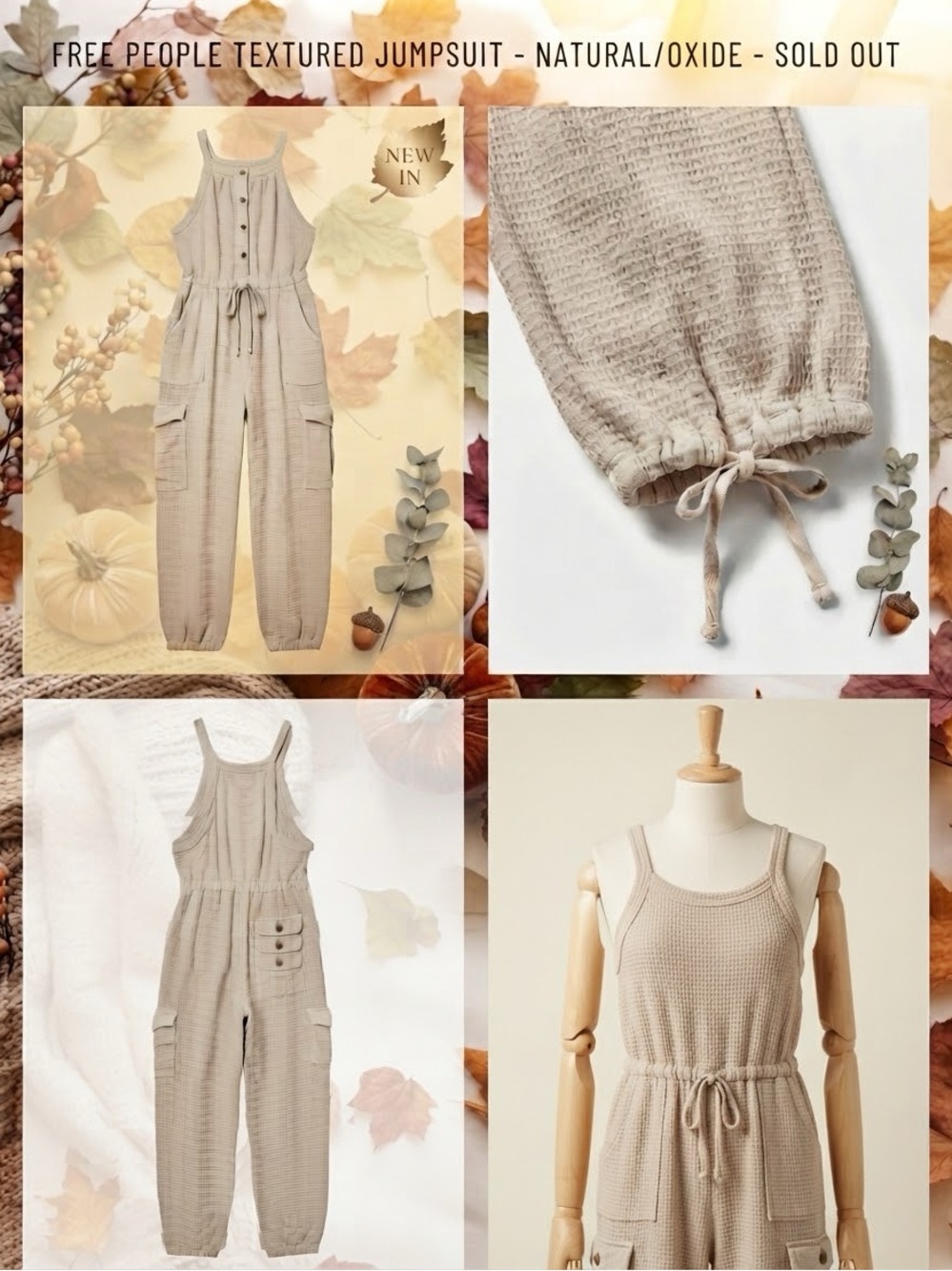 Free People jumpsuit natural/oxide waffle
Knit SOLD OUT in store 100% cotton